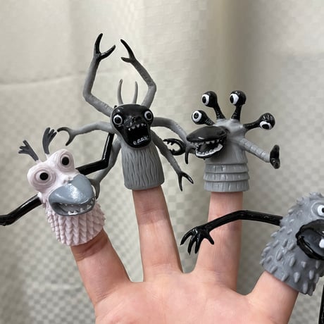 モンスター　フィンガーパペット　指人形　モノトーン