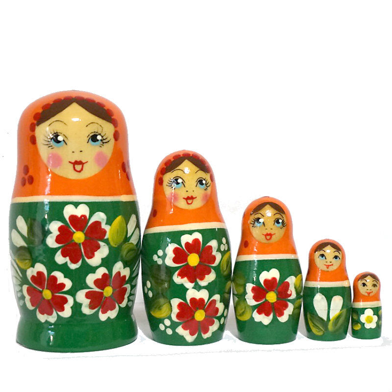 カラフルマトリョーシカ（5人組） ロシア製 取り扱い方の注意事項をお