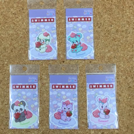 SWIMMER　スイマー　レトロアニマルのダイカットデカール　ミニ　ステッカー
