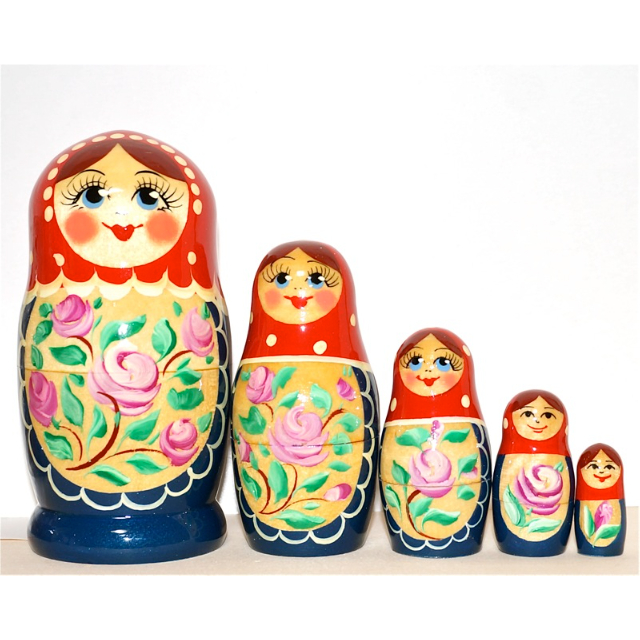 マトリョシカ　ロシア製 カラフルマトリョーシカ（5人組） ロシア製 取り扱い方の注意事項をお