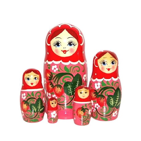 いちごマトリョーシカ（5人組）　ロシア製　取り扱い方の注意事項をお読みください♪