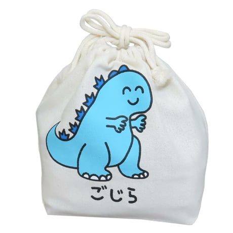 ゴジラVSおえかきさん　マチ付ききんちゃく　ポーチ　【巾着袋】
