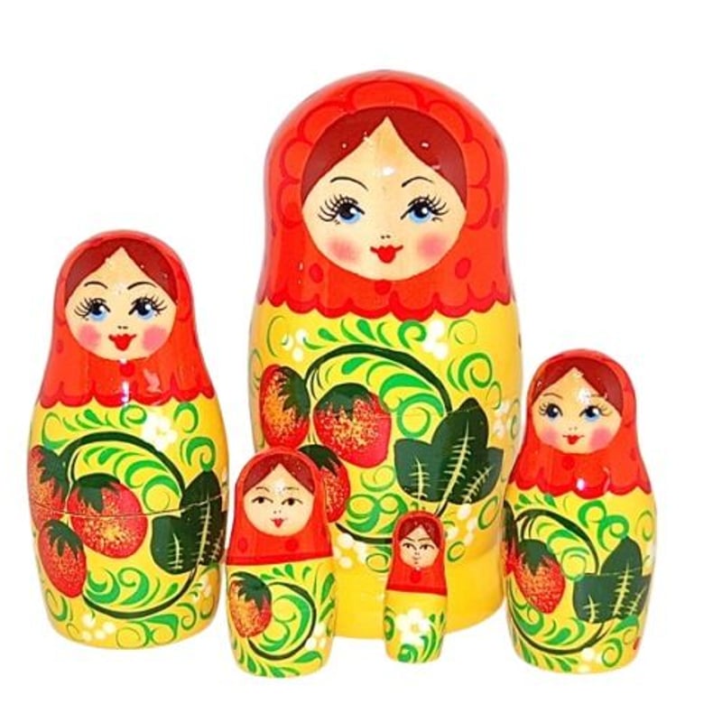 いちごマトリョーシカ（5人組） ロシア製 取り扱い方の注意事項をお