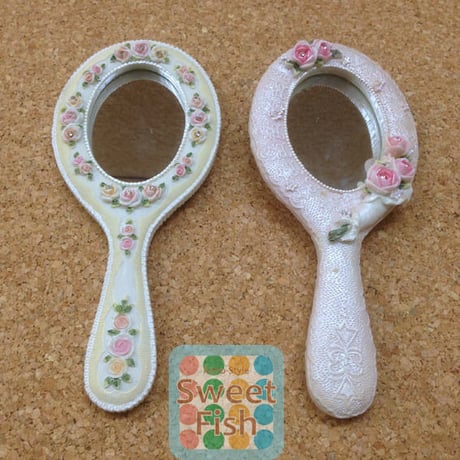 SALE　ローズハンドミラー　レジン素材　デッドストック