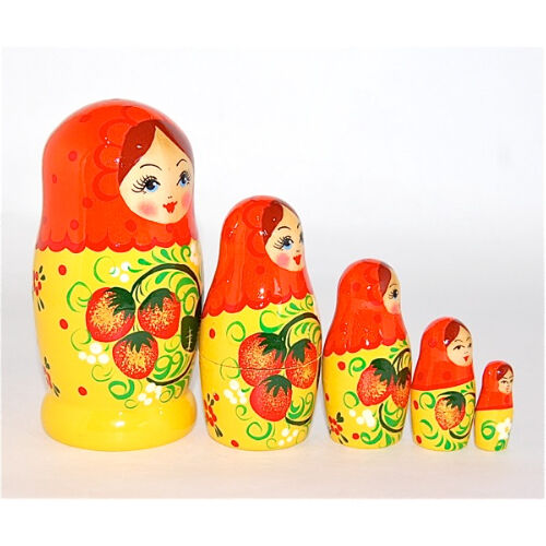 野イチゴのマトリョーシカ★ロシア製 いちごマトリョーシカ（5人組） ロシア製 取り扱い方の注意事項をお
