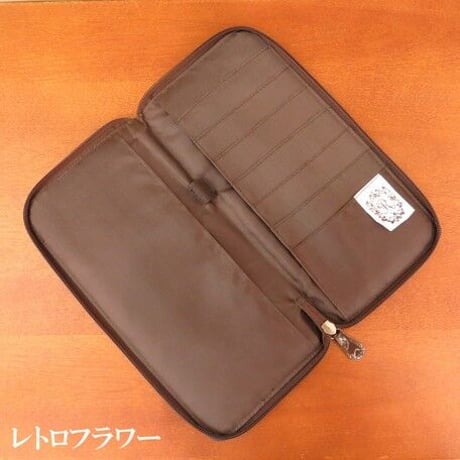 レトロフラワー　パスポートケース　ポーチ　デッドストック