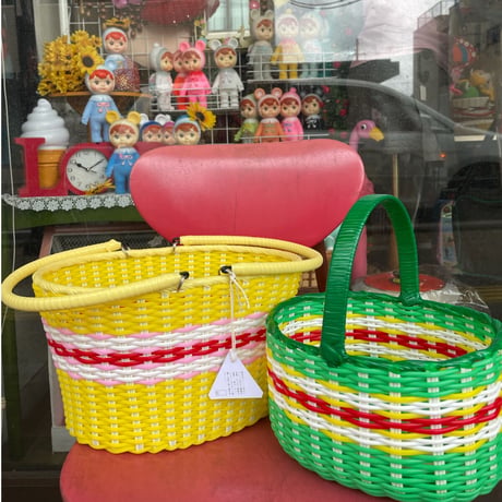 当店特注「大きいひとみちゃん」　昔ながらの買い物かご　【竹日の丸印】手作り　ハンドメイド