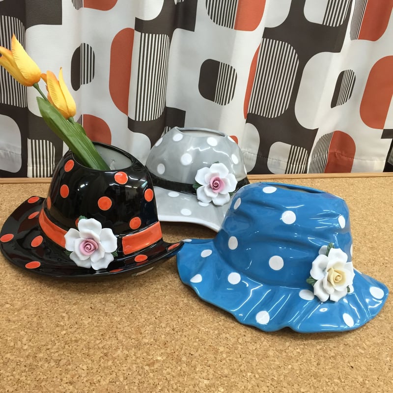 水玉帽子のフラワーベース 花器 | sweetfish
