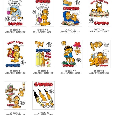 ガーフィールドのハーフカットステッカー【GARFIELD】その2