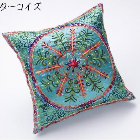 SALE　インドな　サテンスクエアクッション　Satin Square cushion