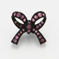 Ribbon Floating Ring Black Matte-Pink