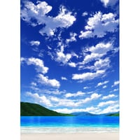 【イラスト背景】【合作】青空_縦長用07_山01_海08
