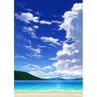 【イラスト背景】【合作】青空_縦長用06_山01_海06