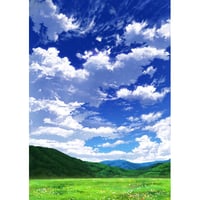 【イラスト背景】【合作】青空_縦長用08_山01_草原01