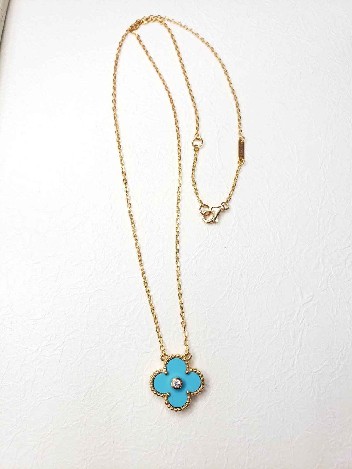 K14ターコイズブルー クローバーネックレス 幸せを呼ぶクローバーネックレス・ターコイズ | Piccolo Cao's