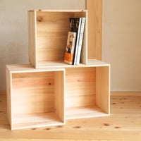 ヒノキのフリーボックス（3個セット）［四万十ひのきの家具屋さん］