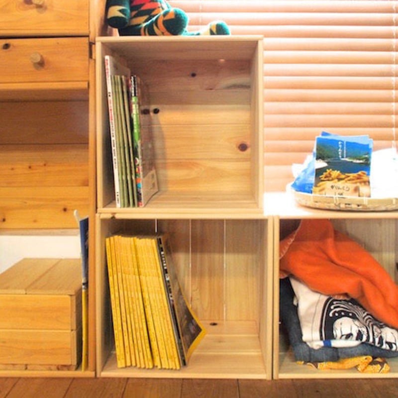 ヒノキのフリーボックス（3個セット＋収納ボックス3つ付き