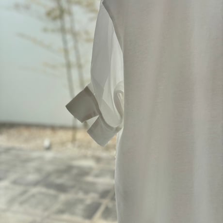 オーガンジースリーブ半袖トップス
