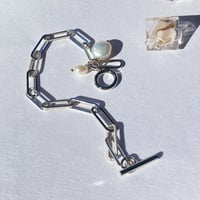 シルバーチェーン×淡水パールブレスレット