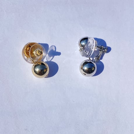 メタルカボションビッグパールイヤリング・ピアス
