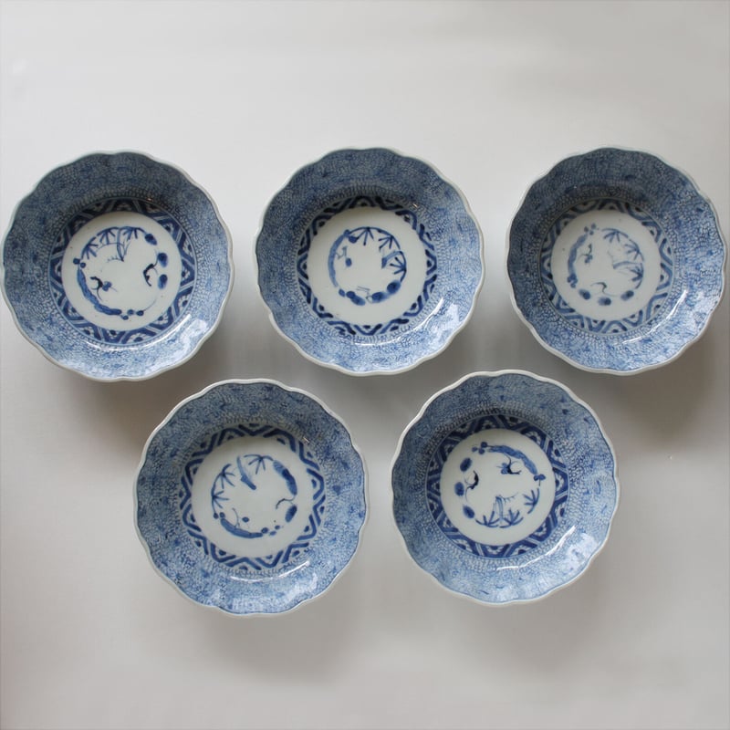 Ps-206 古伊万里 KOIMARI 微塵唐草文 膾皿5客セット | imarimaru Ps-206 古伊万里 KOIMARI 微塵唐草文 膾皿5客セット | imarimaru