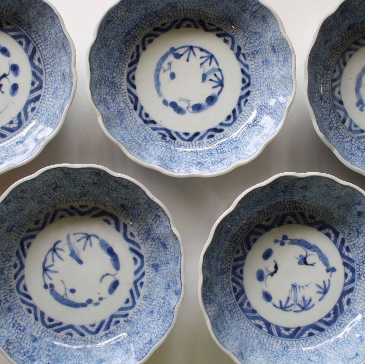 Ps-206 古伊万里 KOIMARI 微塵唐草文 膾皿5客セット | imarimaru Ps-206 古伊万里 KOIMARI 微塵唐草文 膾皿5客セット | imarimaru
