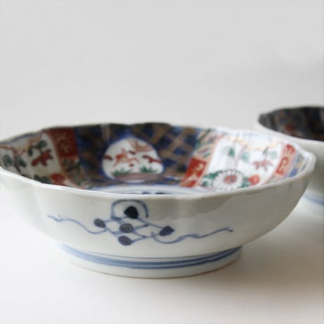 P-92  古伊万里 KOIMARI 染錦 十字花文 膾皿