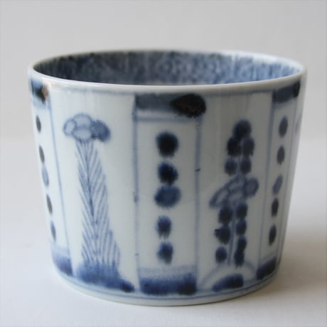S-08  古伊万里 KOIMARI 染付 花卉文 蕎麦猪口