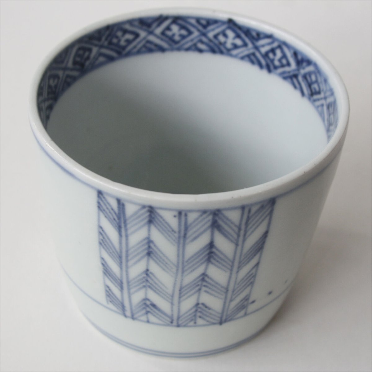 古伊万里　切込　染付　蕎麦猪口　矢羽根文　5客　m181 S-19 古伊万里 KOIMARI 矢羽根文 蕎麦猪口 | imarimaru