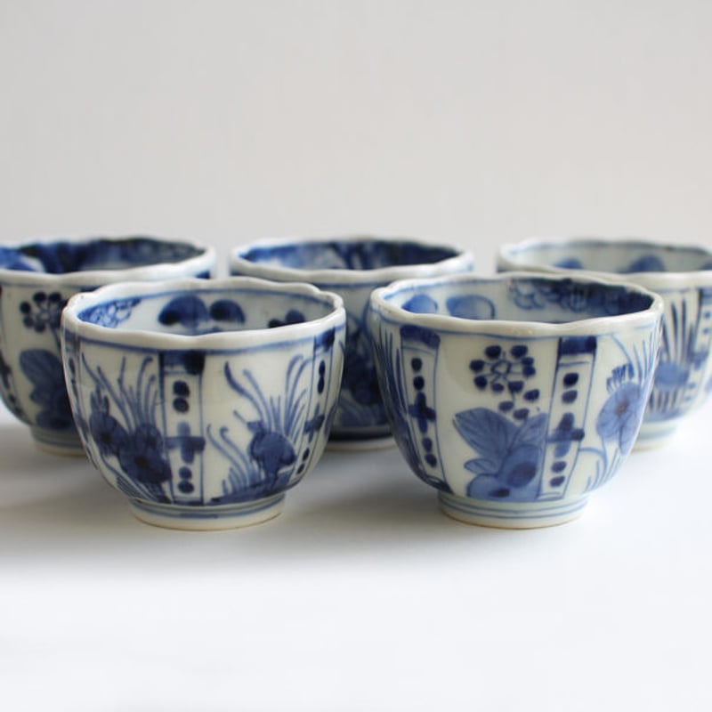 古伊万里　芙蓉手　向付２客 Ms-159 古伊万里 KOIMARI 染付 芙蓉手 向付2客セット | imarimaru