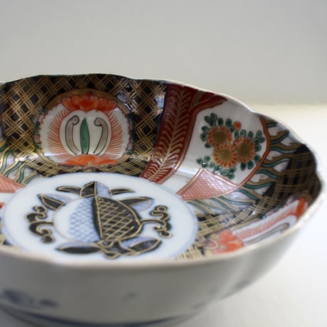 P-157 古伊万里 KOIMARI 染錦 柘榴文 膾皿 ５客セット