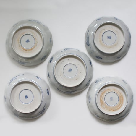 P-157 古伊万里 KOIMARI 染錦 柘榴文 膾皿 ５客セット