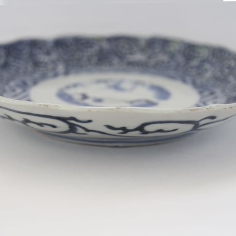 Ps-196 古伊万里 KOIMARI 染付 蛸唐草文 輪花六寸皿 ２枚セット