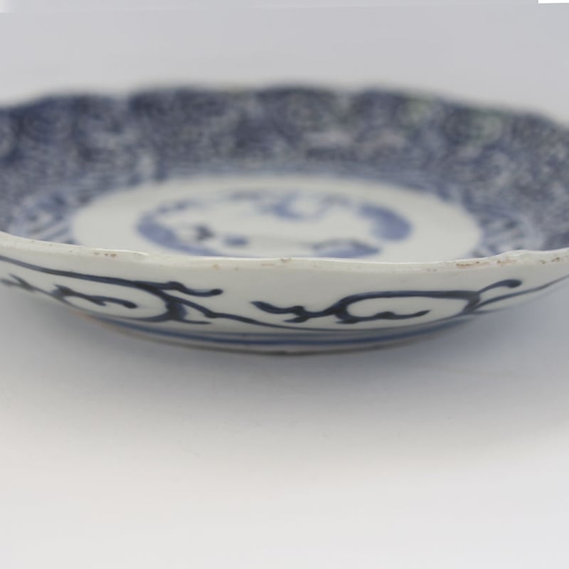 Ps-196 古伊万里 KOIMARI 染付 蛸唐草文 輪花六寸皿 2枚セット | imari