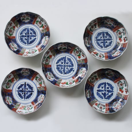 P-92  古伊万里 KOIMARI 染錦 十字花文 膾皿