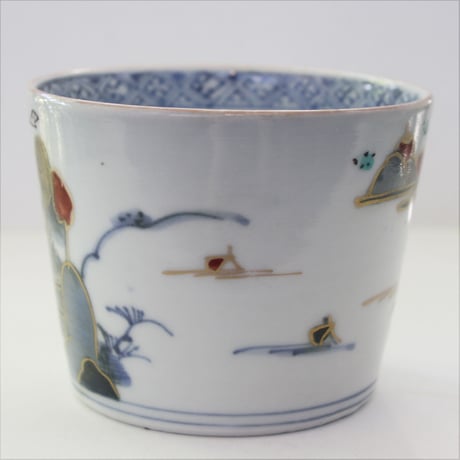 S-18 古伊万里 KOIMARI 山水 楼閣 帆掛舟文 蕎麦猪口