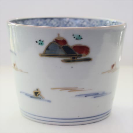 S-18 古伊万里 KOIMARI 山水 楼閣 帆掛舟文 蕎麦猪口