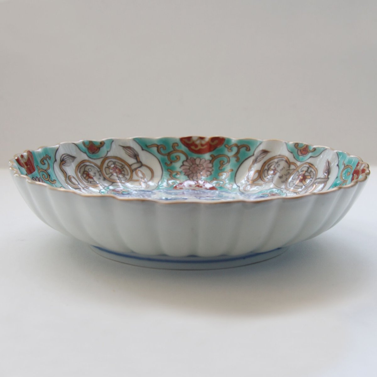 Ps-204 古伊万里 KOIMARI 染錦 花鳥文 輪花皿 2客セット | imarimaru