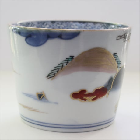 S-18 古伊万里 KOIMARI 山水 楼閣 帆掛舟文 蕎麦猪口