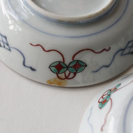 P-109  古伊万里 KOIMARI 色絵 青龍文 豆皿 ５枚セット