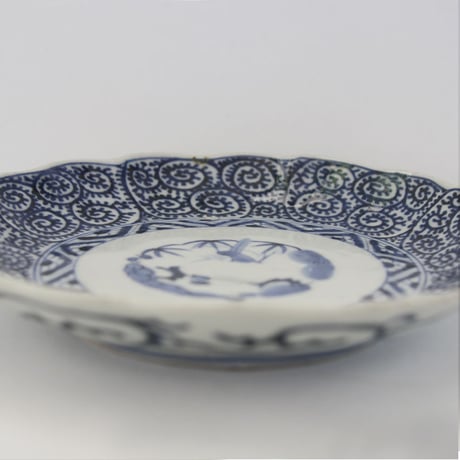 Ps-196 古伊万里 KOIMARI 染付 蛸唐草文 輪花六寸皿 ２枚セット