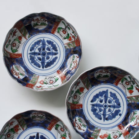 P-92  古伊万里 KOIMARI 染錦 十字花文 膾皿