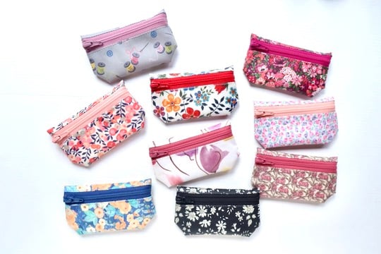 ラミネートリップポーチ Cathキャンディ❤️Handmade ラミネートポーチ（ミニ）・チューリップシャドー・ピンク (リバティ