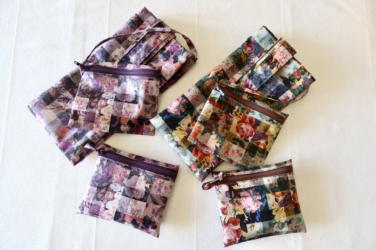 まん丸巾着(LIBERTY＊アーカイブギンガム パープル) 溶かせる