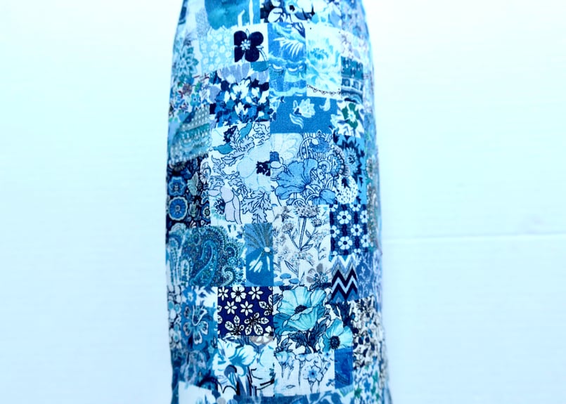 ペットボトルカバー・アーカイブパッチワーク・ブルー（リバティ