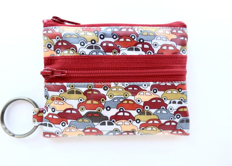 トコトコウォレット(M)・カーズ・レッド（ネオンリバティ・ラミネート）（お客様レビューあり）