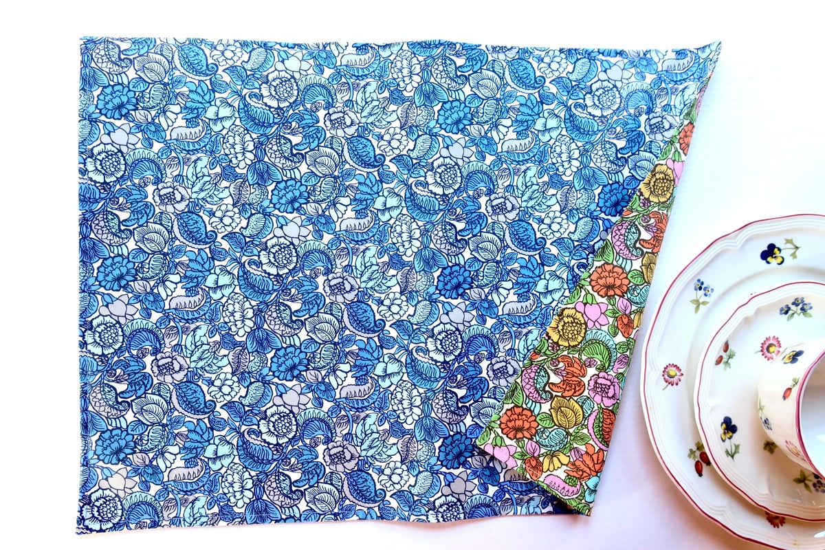 新商品! リバーシブルランチョンマット 2枚 防水性 ダークブルー