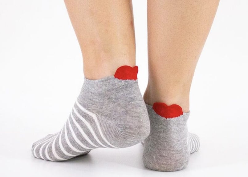 ハートソックス・ヒール飛び出し・ストライプ （5足セット） | Amanda