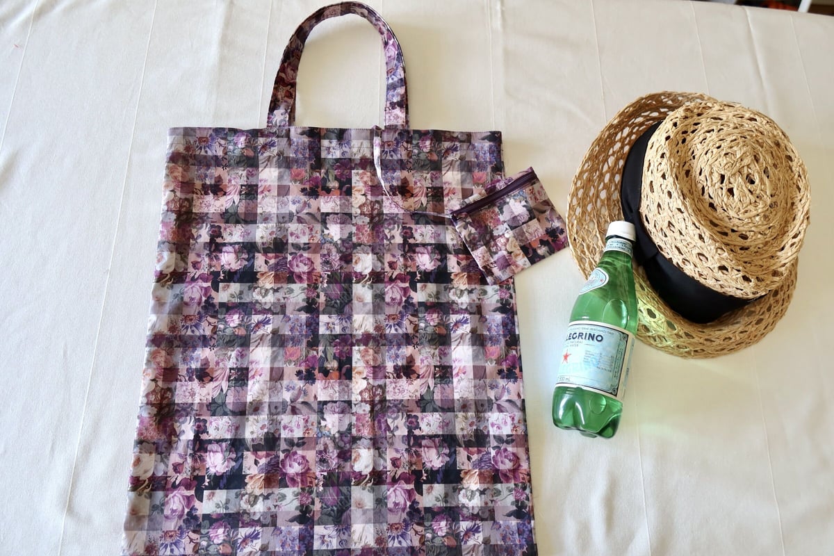 リバティエアリーバッグ（L）アーカイブギンガム・パープル