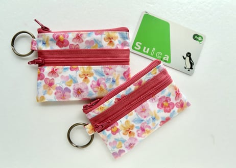 トコトコウォレット(M)・＜背面ダブルポケット＞シンクオブミー・ピンクイエロー（リバティプリント・ラミネート）